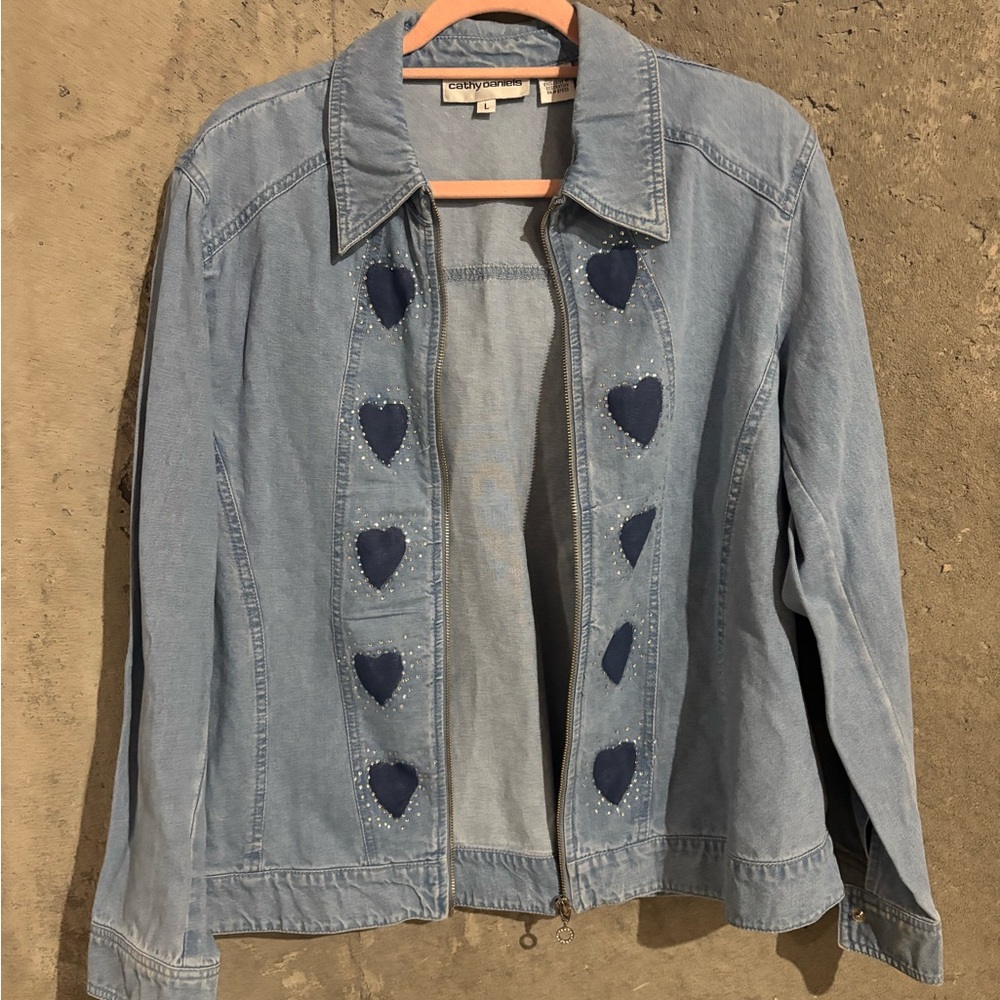 Cathy Daniels Blue Denim Jacket with Heart Details
